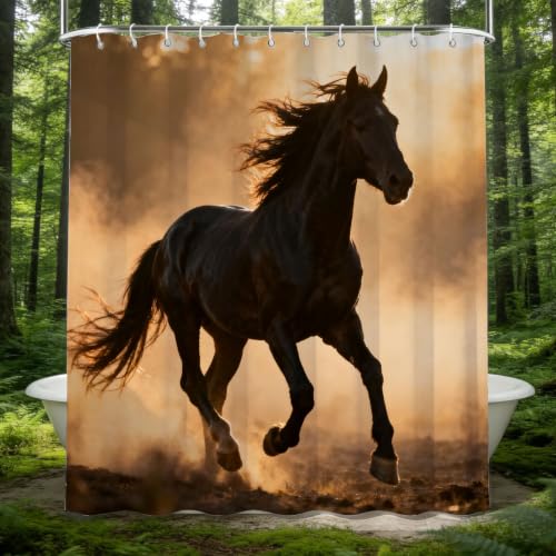 Rideau de douche rideaux de douche polyester imperméable noir 180x200 - 2