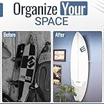StoreYourBoard Floating Surfboard Wall Mount, Clear Acrylic Surf Board Display, Indoor Surfboard Wall Decor, Vertical Surfboard Rack for Shortboards, Fish Boards, and Funboards, Holds 50 lbs - Image 5