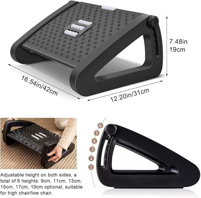 Portable foot footrest, desk roller massage adjustable height for office home travel non-slip foot stool, leg, knee and back pain easy Portable foot footrest, desk roller massage adjustable height for office home travel non-slip foot stool, leg, knee and back pain easy
