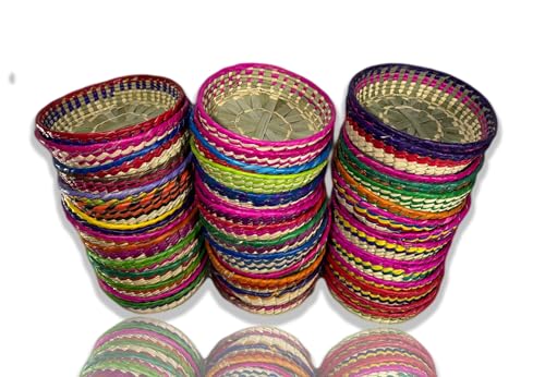 MEXILIFE 5 Pack Tortilla Warmer & Holder, Mexican Artisanal Handwoven Basket, Taco and Pancake Warmer, HandMade Tortillero, Perfect Restaurant Essentials (Multicolored) (Random Style)