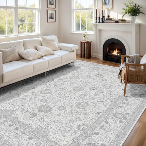 Deerly Light Grey Vintage 6x9 Nursery Rugs for Living Room,
