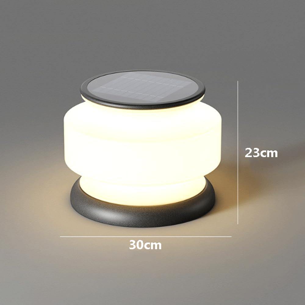 HZWJIA Stainless Steel Pillar Lamp 3000KLED Warm Lighting Modern Pillar Cap Lamp IP65 Waterproof Pillar Head Lamp Gray Outdoor Waterproof Solar Pillar Lamp For Villa Garden Patio Pillar Lamp D ?11.8/1