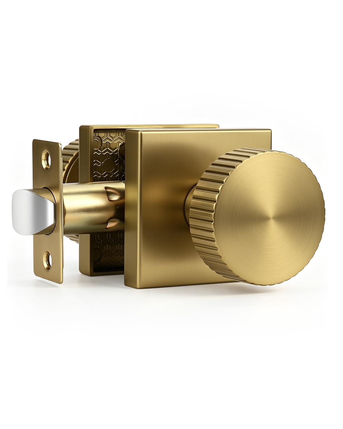 Satin Brass Door Knobs - Keyless Passage Handles -1