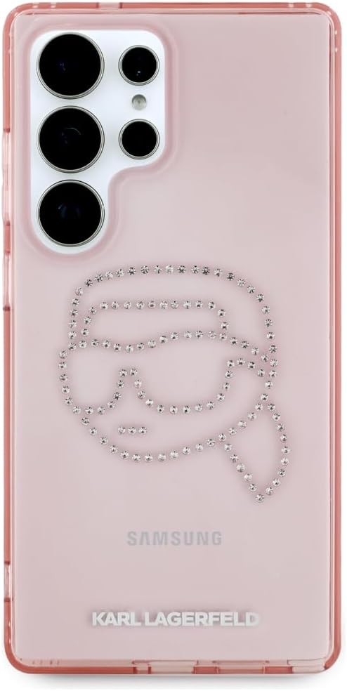 CG MOBILE Karl Lagerfeld Rhinestone Karl Head Logo Case for Samsung Galaxy S25 Ultra (Pink)
