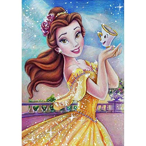 DIY 5D Diamond Art Kit, Beauty and The Beast Belle Princess Full Diamond Embroidery Rhinestone Cross Stitch Arts Craft Supply for Home Wall Décor 11.8x15.7 inches