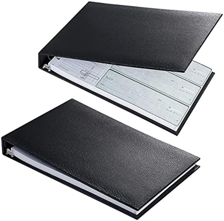 Primextra Business Checkbook Binder, Great for Business Professionals, 7 Ring Checkbook Binder,3 Check per Page, Premium PU Leather Checkbook Binder with Calendar Organizer & Storage Pouch - Black