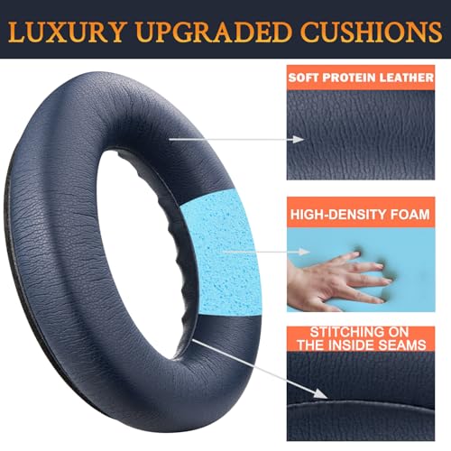 Image of SOULWIT Earpads Replacement for Bose QuietComfort 45 (QC45) /QuietComfort SE (QC SE) /New Quiet Comfort Wireless Over-Ear Headphones, Ear Pads Cushions with Softer Protein Leather - Blue