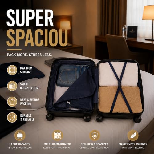 Image of 3G VACANZA Trolley Bags, Hard Case Polypropylene, 360º Wheeling Luggage for Men & Women, Suitcase for Travel, Trolley Bags for Travel, Set of 2 Black