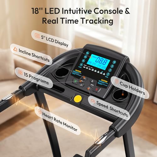 Image of THERUN Incline Treadmill, Treadmills for Running and Walking, 300 lbs Weight Capacity Folding Treadmill with 0-15% Auto Incline, Wide Belt, 3.5 HP, App, Heart Rate