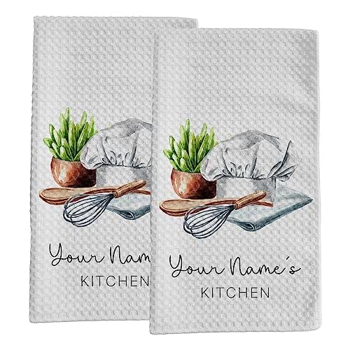 Personalized Kitchen Towel Custom Tea Towel Watercolor