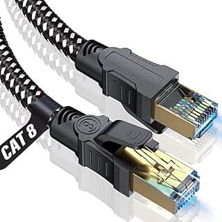 CAT 8 Ethernet Cable 1M, SWECENT 40Gbps Gigabit Ethernet Cable RJ45 High-Speed Patch Network Cable Braided Cord for LAN Compatible with PC, PS5/4, Game Console, Modem, Router, Smart TV, Patch Panel