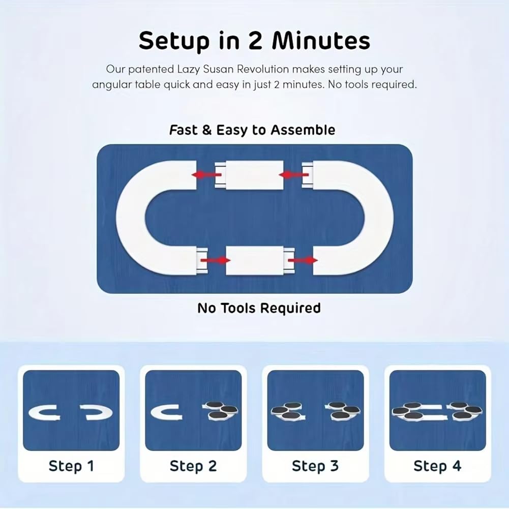 Tocadiscos extensible giratorio de 360° para mesa de comedor, bandeja antideslizante resistente al calor, fácil montaje, perfecto para comidas familiares y fiestas