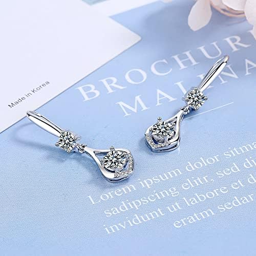 Silver Drop Earrings for Women Girl Dangle Earrings with Cubic Zirconia 925 Sterling Silver Teardrop Dangly Hypoallergenic Earring Jewellery Gifts