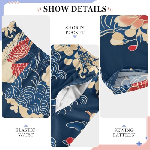 Chinese Bird Cloud Boys Long Pants Soft Trousers Elastic Waist Kids Lounge Bottoms with Pockets S-XL4