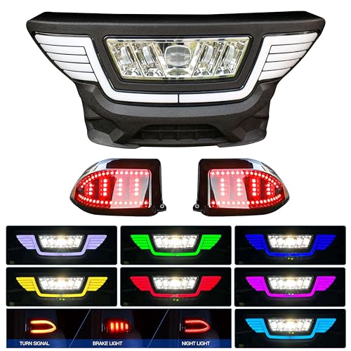 NOKINS Deluxe Colorful Plus LED Light Kit Fit Club Car Precedent Electric & Gas 2004-UP Street Legal Light Scanning Turn Taillight Ultimate Upgrade Bumper Headlight Low/High Beam