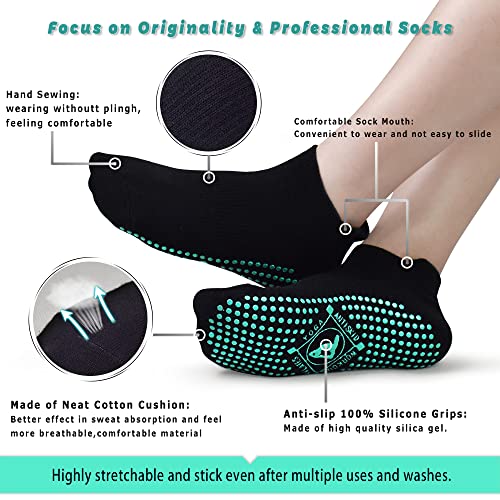 Tphon Non Slip Yoga Socks For Women Anti Skid With Grips Socks For Pilates, Barre, Fitness, Home & Hospital 3 Pack #TOP3
