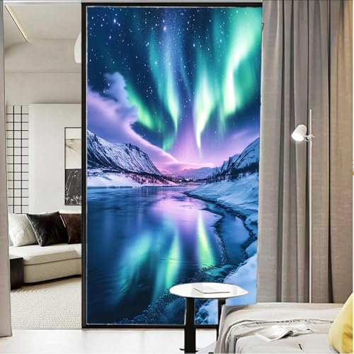 Vinilo decorativo de ventana forest aurora borealis 17.7 x 23.6 in miniatura 3