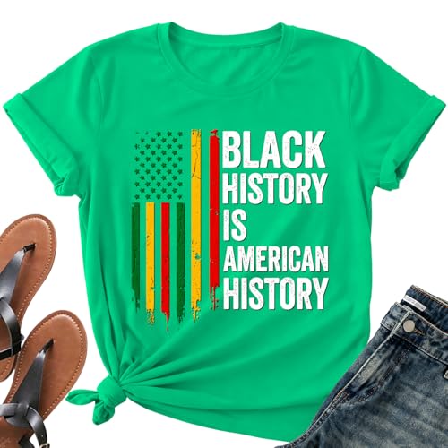 Image of Juneteenth Shirts for Women-Black History is American History Tee Tops African American Short Sleeves