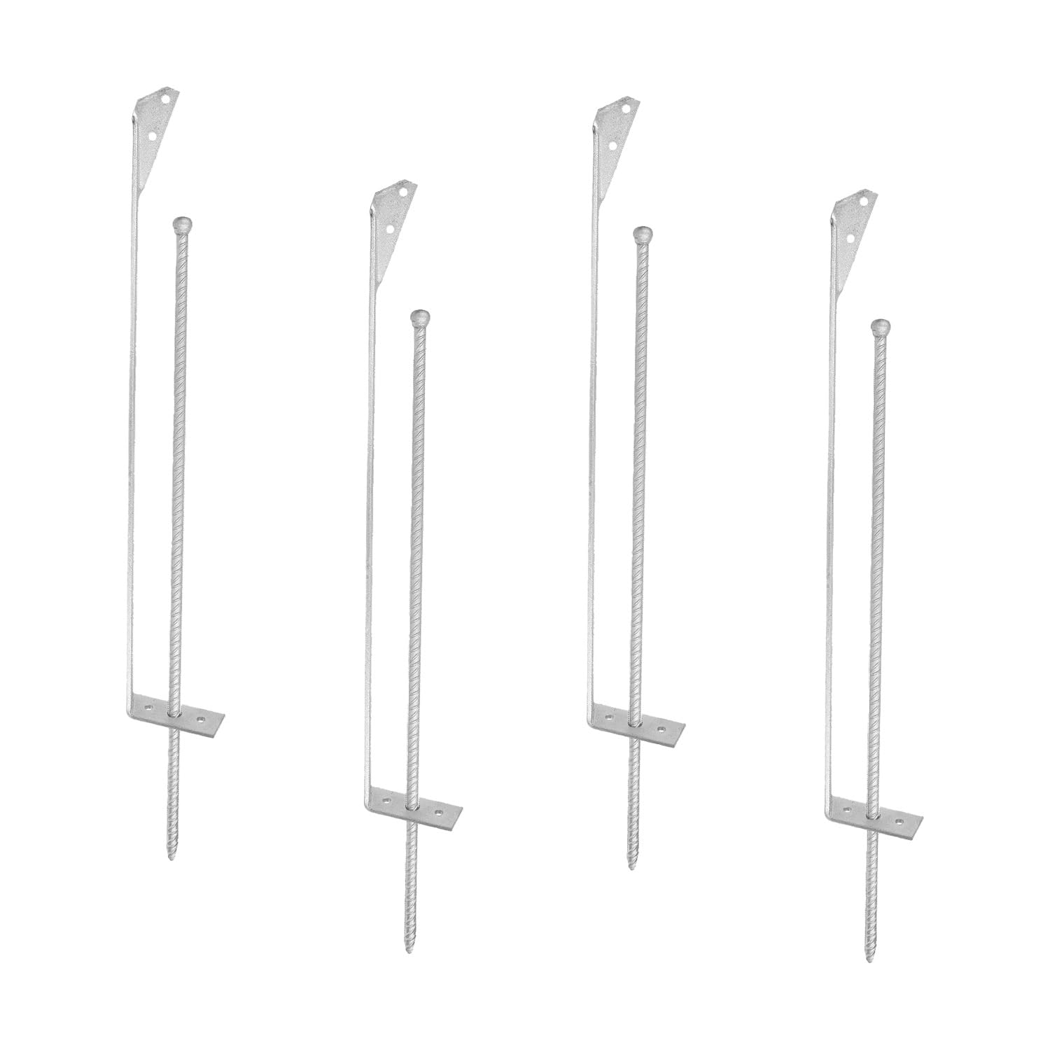 4 Sturmanker für Zäune mit Erdnagel, Gesamthöhe ca. 640 mm - feuerverzinkt