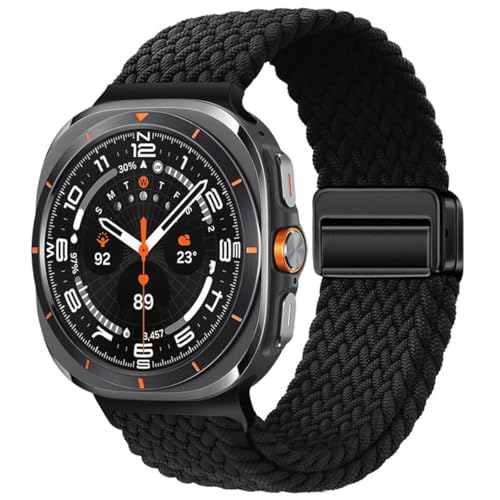 BECAQ Stretchy Braided Band Compatible with Samsung Galaxy Watch Ultra Bands Smartwatch Replacement Elastic Nylon Sport Strap for Samsung Watch Ultra Men Women (Black)