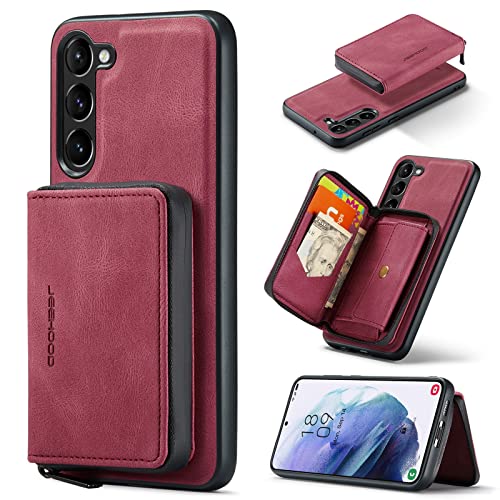 Étui portefeuille haut de gamme Samsung Galaxy A54 5G coque en cuir rouge aimantée