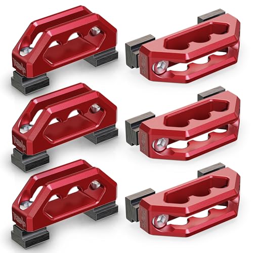 Image of RENO Bed Rail Cleats, Aluminum Tie Down Anchors for Cargo Trailer Compatible with Tacoma Tundra Gladiator Pickup Truck, Replaces PT278-35160 /35111 /35112 /35100-S1 /35050-S1 PT785-35050-S1 (Red, 6PCS)