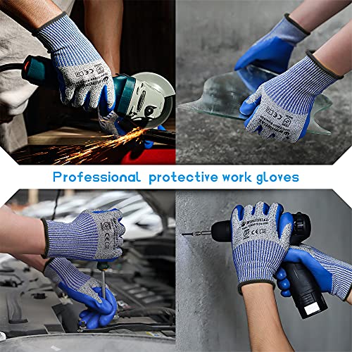 Winusual Cut Resistant Gloves Food Grade Level 5 Protection,Safety Latex Cutting Gloves For Oyster Shucking,Meat Cutting Blue Large #TOP6
