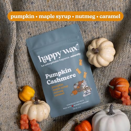 Image of Happy Wax Cozy Pumpkin Collection: Natural, Non-Toxic Scented Soy Wax Melts - Total 6oz Variety Pack: Pumpkin Cashmere, White Cinnamon Pumpkin, Pumpkin Souffle