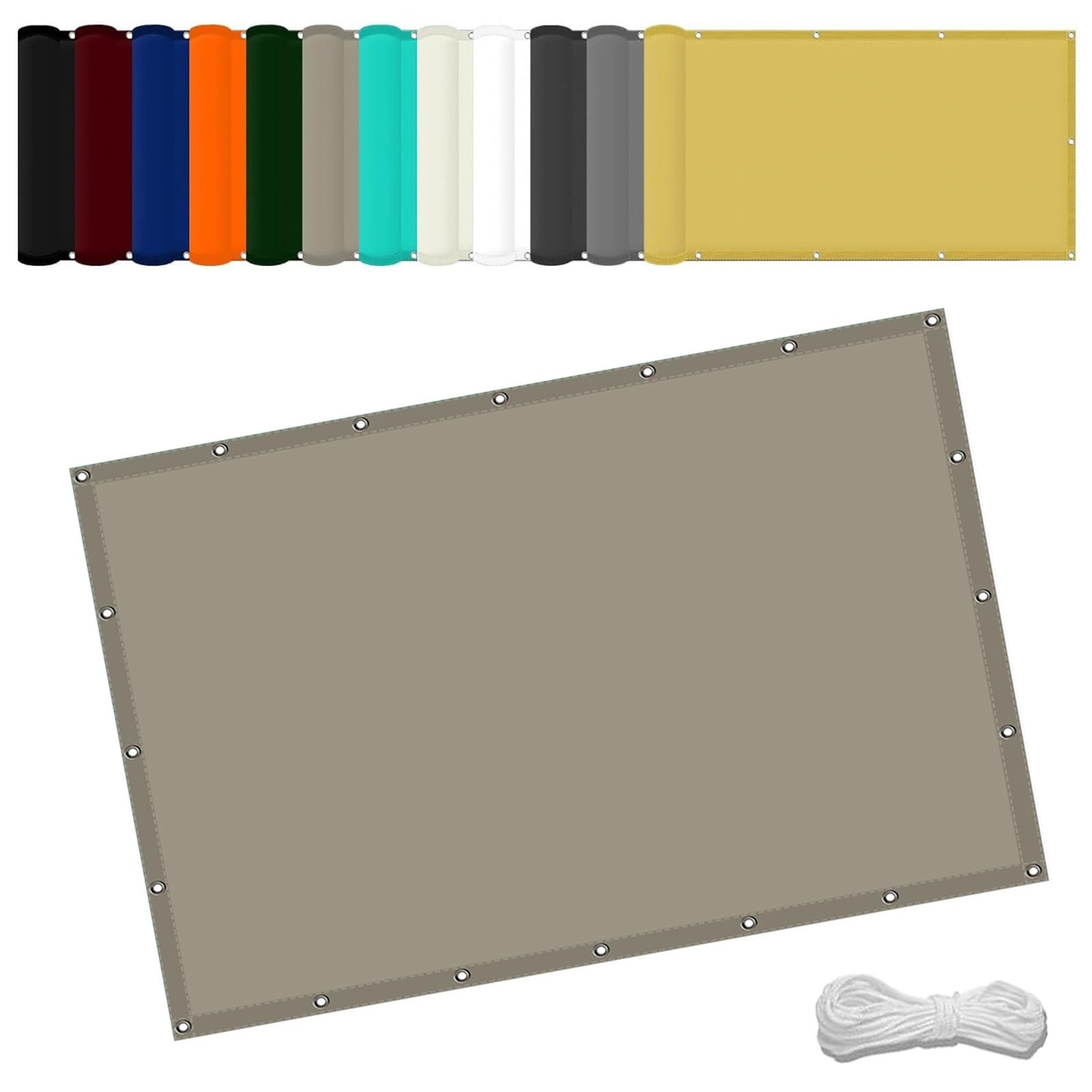 GLDYTVF Camping Tarp 1.6 x 3.4 m Waterproof Privacy Screen Weather Resistant Shade with Grommets for Sail Shades Fence Pergola Balcony Khaki