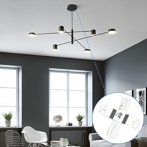 Miniatura 5 de Helunsi 2 juegos de soporte de montaje de lámpara, barra transversal universal de 4 pulgadas para iluminación, placa de montaje de ventilador de