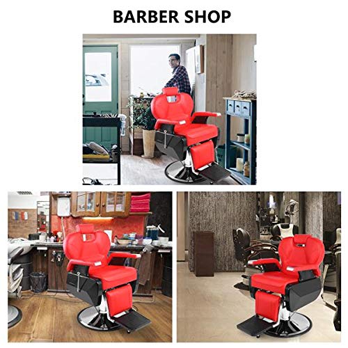 Miniatura 5 de Paddie Silla de peluquería roja reclinable hidráulica profesional de alta resistencia para peluqueríapeluquería