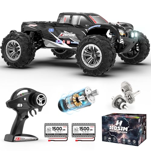 Hosim RC Truck 1:10 Scale 48+ KMH Remote Control Car for Adults, 4X4 All Terrains Off-Road RC Car, Waterproof Electric RC Cars for Boys Age 8-12 Toy Gift, 40+ Min Play with 2 Batteries Monster Trucks