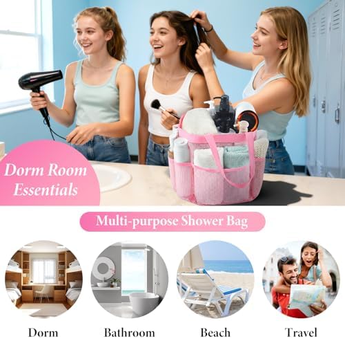 Attmu Mesh Shower Caddy Portable, Quick Dry Hanging Shower Tote Bag for College Dorm Room Essentials, Large Capacity Caddy Dorm for Bathroom Gym Swimming - 1