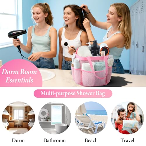 Attmu Mesh Shower Caddy Portable, Quick Dry Hanging Shower Tote Bag for College Dorm Room Essentials, Large Capacity Caddy Dorm for Bathroom Gym Swimming