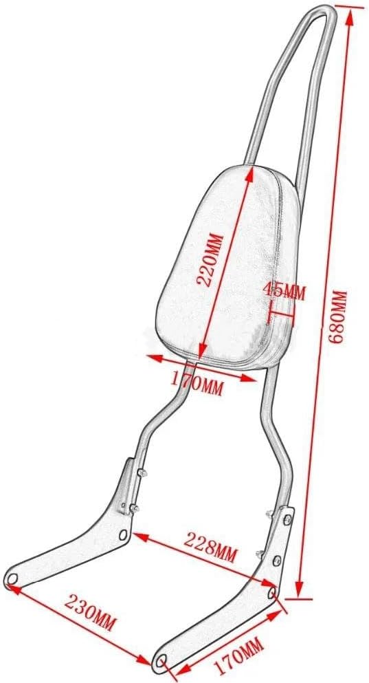 に適合する 反逆者 250 CA250 CMX250 CMX250C バイク用 ブラック/クローム パッセンジャーバックレスト(Bl