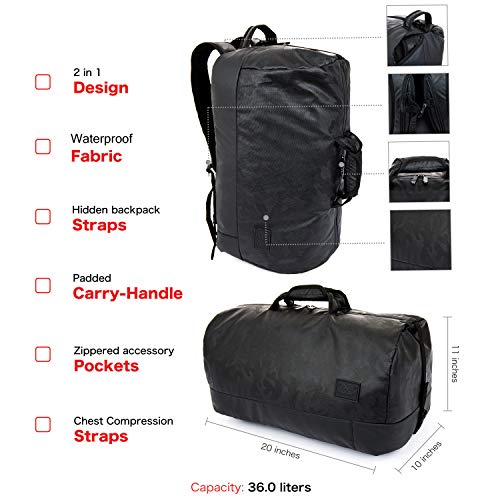 XRAY Duffel Bag Backpack, Waterproof Camo Workout Gym Bag Men Women, Outdoor Travel Weekender Overnight Rucksack Duffle