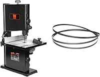 Vista 1 de WEN BA3959 Sierra de cinta de sobremesa de 2.8 amperios y 9 pulgadas y POWERTEC 13104 Hoja de sierra de banda de 59-1/2 pulgadas x 3/8 pulgadas x 18