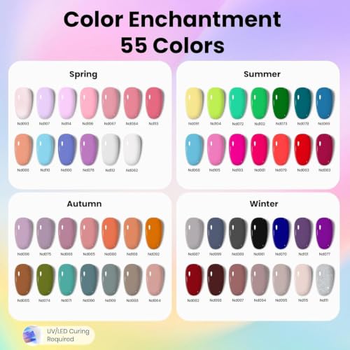 Beetles Gel Nail Polish Kit with U V Light - 80Pcs 55 Colors Gel Nail Kit