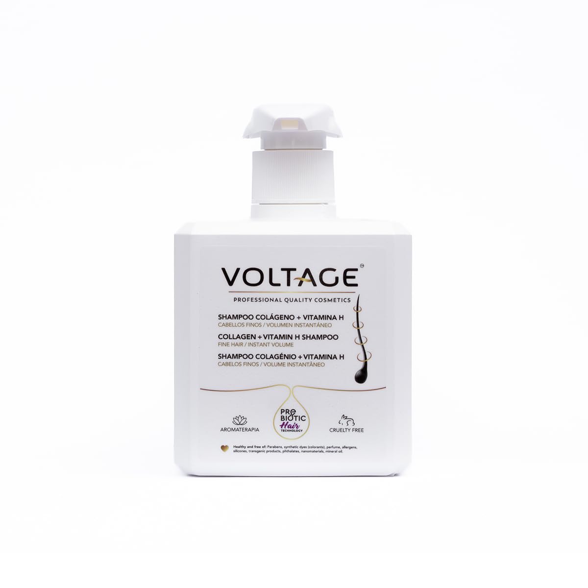 Voltage Cosmetics Champú Colágeno Biotina 500 ml Volumen Antirotura