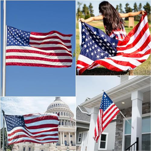 Vybds AM001 American Flags For Outside 3X5, Heavy Duty American Flag With Embroidered Stars, Thicken Nylon Us Flag With Sewn Stripes Brass Grommets Us Flags 3X5 Outdoor Made In Usa High Wind All Weather Flags thumb #6