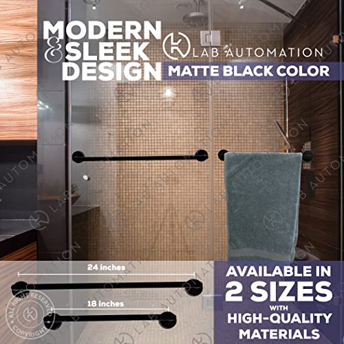 Lab Automation Suction Cup Towel Bar For Bathroom – Shower Glass Door Mount Towel Holder – Bath Towel Holder For Shower Glass Door – Strong Suction Adhesion For Bathroom Door (24Inch, Black) #TOP3