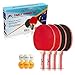 Table Tennis Ping Pong Set - Pack of 4 Premium Paddles/Rackets and...