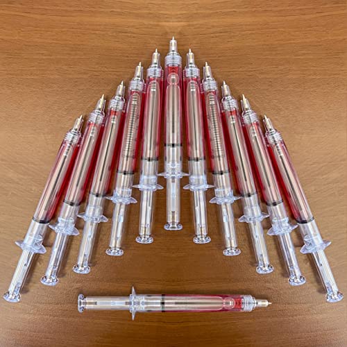 Kchex Lot 12 Red Syringe Shape Pens Ball Point Pen For Hospital Nurse/Black Ink/New #TOP6