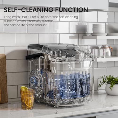 Image of Kismile Ice Makers Countertop with Handle,8 Cubes in 6 Mins,Portable Ice Machine with Self-Cleaning for Home(Black)