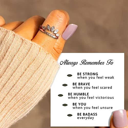 to My Dearest Daughter Ring - ''BE Badass Everyday'' Ring, Flower Zircon Stacking Ring Set, Inspirational Jewelry Ring Encouragement Gift for Daughter Girls (8)4