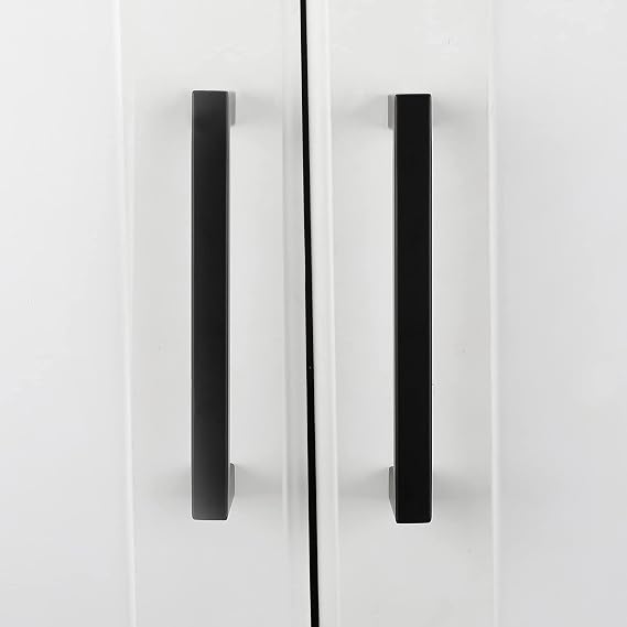 Goldenwarm LSJ12BK Furniture Square Stainless-Steel Handle for Kitchen Cabinet Drawers Black