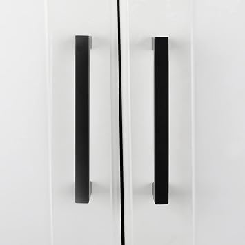 Goldenwarm LSJ12BK Furniture Square Stainless-Steel Handle for Kitchen Cabinet Drawers Black