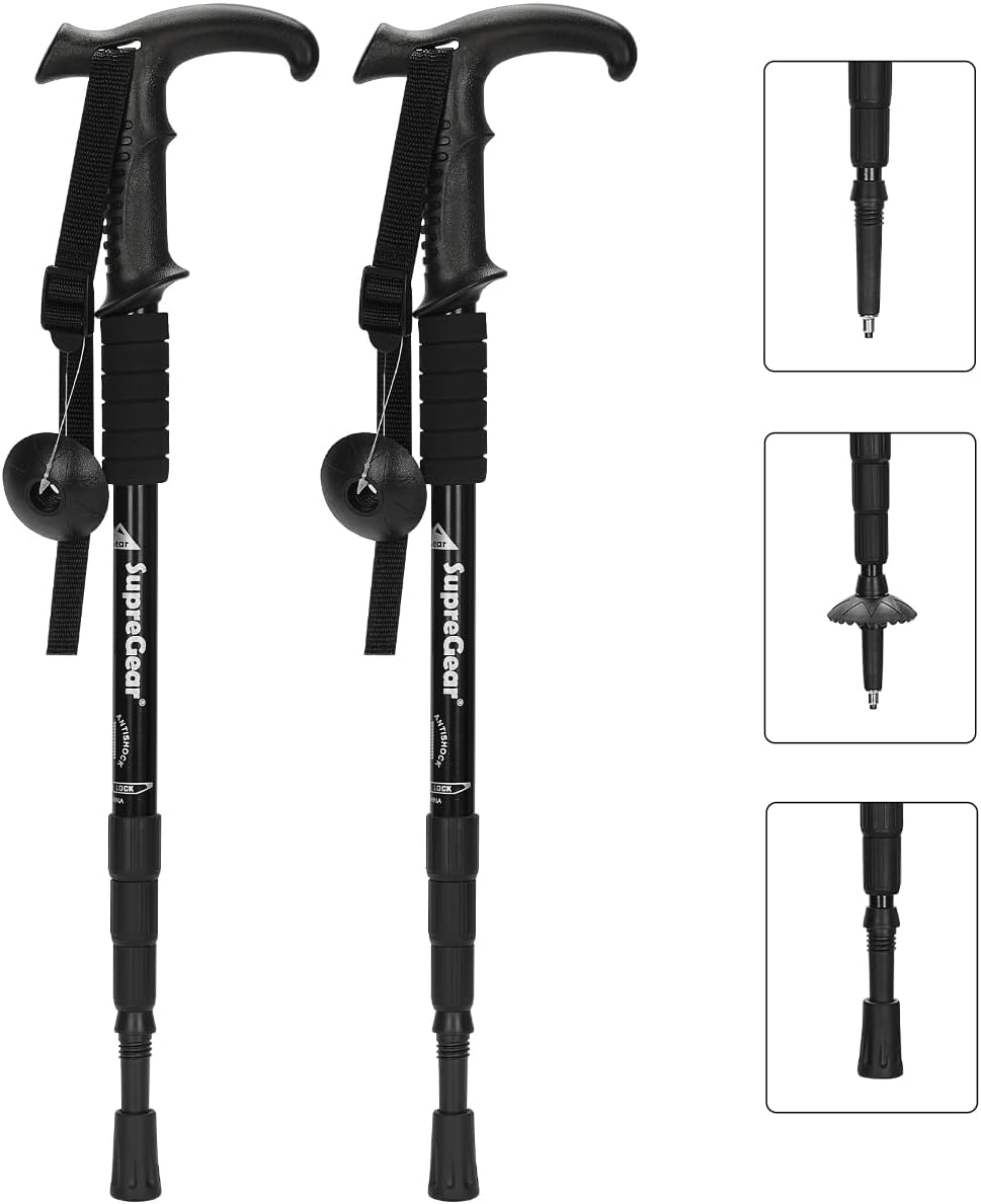 supregear Trekking Poles, 2 Pack Aluminum Hiking Poles 4Section