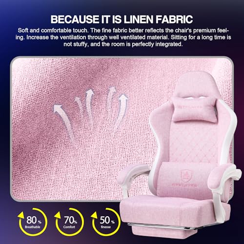 Image of GTPLAYER Gaming Chair, Computer Office Chair with Pocket Spring Cushion, Linkage Armrests and Footrest, High Back Ergonomic Computer Chair with Lumbar Support Task Chair with Footrest