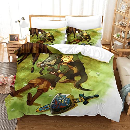 Juego De Funda De Edredón Zelda Efecto De Estampado 3D Juego De Cama 3 Piezas Suave Y De Fácil...